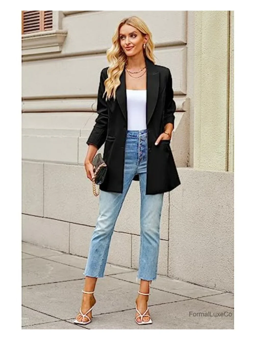 Women's Blazer Business Casual Long Sleeve Work Office Lapel Pockets